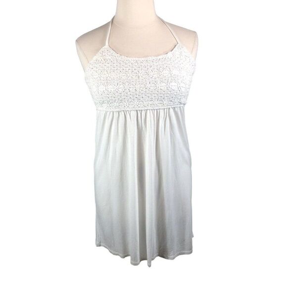 NEW Inc Beach White Swim Cover Large Beach Dress Rayon Crochet A Line - Picture 1 of 11